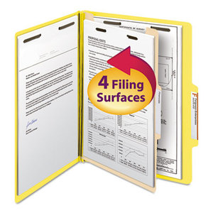 SMEAD MANUFACTURING COMPANY 13704 Top Tab Classification Folder, One Divider, Four-Section, Letter, Yellow, 10/Box by SMEAD MANUFACTURING CO.