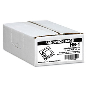 Jumbo Sandwich Bags, Fold Lock, 7 x 7, .7mil, Clear, 2000/Carton by WEBSTER INDUSTRIES