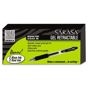 ZEBRA PEN CORPORATION 14680 Sarasa Retractable Gel Pen, Black Ink, Medium, 24/Pack by ZEBRA PEN CORP.