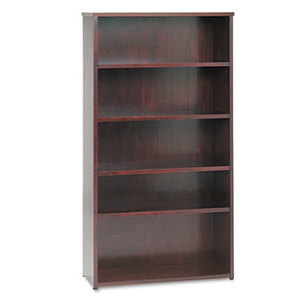 BASYX BW2193NN BW Wood Veneer Series Five-Shelf Bookcase, 36w x 13d x 66h, Mahogany by BASYX