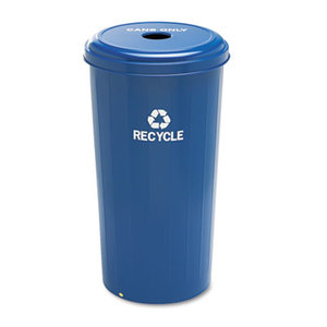 Safco Products 9632BU Tall Recycling Receptacle for Cans, Round, Steel, 20gal, Recycling Blue by SAFCO PRODUCTS