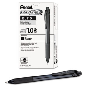 PENTEL OF AMERICA BL110A EnerGel-X Retractable Roller Gel Pen, 1mm, Transparent Black Barrel, Black Ink by PENTEL OF AMERICA