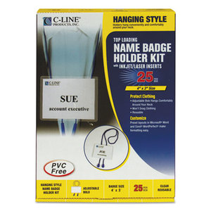 C-Line Products, Inc 96053 Name Badge Kits, Top Load, 4 x 3, White, Blue Bolo Cord, 25/Box by C-LINE PRODUCTS, INC