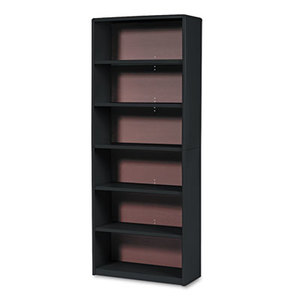 Safco Products 7174BL Value Mate Series Metal Bookcase, Six-Shelf, 31-3/4w x 13-1/2d x 80h, Black by SAFCO PRODUCTS