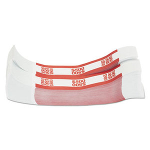 Currency Straps, Red, $500 in $5 Bills, 1000 Bands/Pack by MMF INDUSTRIES