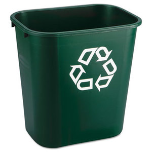 RUBBERMAID COMMERCIAL PROD. RCP 2956-06 GRE Deskside Paper Recycling Container, Rectangular, Plastic, 7 gal, Green by RUBBERMAID COMMERCIAL PROD.