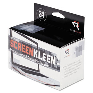 READ/RIGHT RR1217 Notebook ScreenKleen Pads, Cloth, 2 1/2 x 5 1/4, White, 24/Box by READ/RIGHT