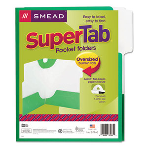 SMEAD MANUFACTURING COMPANY 87965 SuperTab Two-Pocket Folder, 11 x 8 1/2, Green, 5/Pack by SMEAD MANUFACTURING CO.