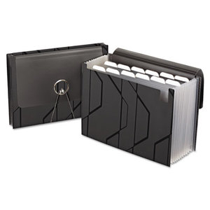 Cardinal Brands, Inc 02327 Sliding Cover Expanding File, 13 Pockets, 1/6 Tab, Letter, Black by ESSELTE PENDAFLEX CORP.