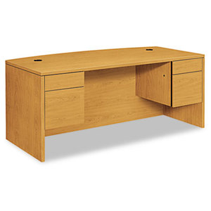 HON COMPANY 10595CC 10500 Series Bow Front Desk, 3/4 Height Dbl Pedestals, 72 x 36 x 29-1/2, Harvest by HON COMPANY