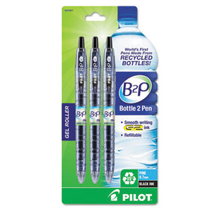 Pilot Corporation 31607 B2P Bottle-2-Pen Recycled Retractable Gel Ink Pen, Black Ink, .7mm, 3/Pack by PILOT CORP. OF AMERICA