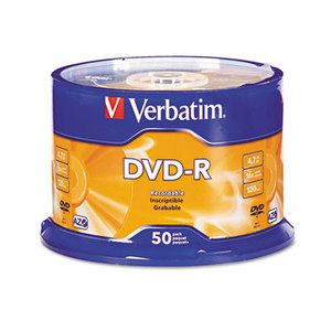Verbatim America, LLC 95101 DVD-R Discs, 4.7GB, 16x, Spindle, Silver, 50/Pack by VERBATIM CORPORATION