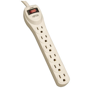 Power Strip, 6 Outlets, 1 3/4 x 9 1/2 x 1/4, 4 ft Cord, Gray by TRIPPLITE