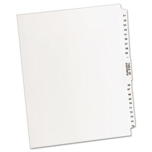 Avery 11396 Avery-Style Legal Side Tab Divider, Title: 51-75, Letter, White, 1 Set by AVERY-DENNISON