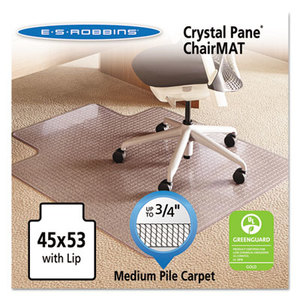 E.S. ROBBINS 122271 Crystal Pane Ergonomic Chair Mat for Medium Pile Carpet, 45 x 53, Clear by E.S. ROBBINS