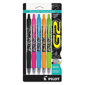 Pilot Corporation 072838313824 G2 Fashion Premium Retractable Gel Ink Pen, Assorted Ink/Barrels, 0.7mm, 5/Set by PILOT CORP. OF AMERICA