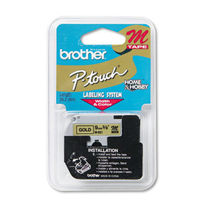 Brother Industries, Ltd M-821 M Series Tape Cartridge for P-Touch Labelers, 3/8w, Black on Gold by BROTHER INTL. CORP.