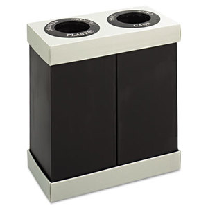 Safco Products 9794BL At-Your-Disposal Recycling Center, Polyethylene, Two 28gal Bins, Black by SAFCO PRODUCTS