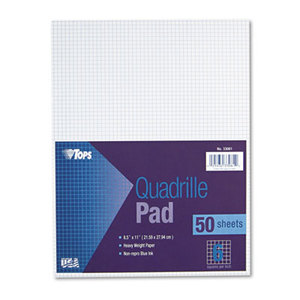 Tops Products 33061 Quadrille Pads, 6 Squares/Inch, 8 1/2 x 11, White, 50 Sheets by TOPS BUSINESS FORMS