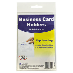 C-Line Products, Inc 70257 Self-Adhesive Business Card Holders, Top Load, 3 1/2 x 2, Clear, 10/Pack by C-LINE PRODUCTS, INC