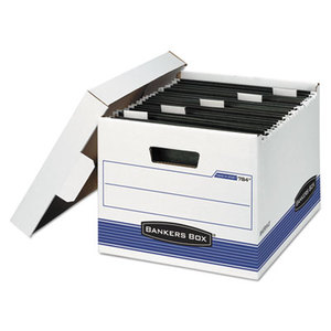 Fellowes, Inc 00784 HANG'N'STOR Storage Box, Letter, Lift-off Lid, White/Blue, 4/Carton by FELLOWES MFG. CO.