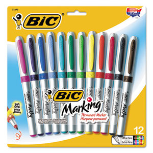 BIC GPMUP12-ASST Marking Ultra-Fine Tip Permanent Marker, Assorted, Dozen by BIC CORP.