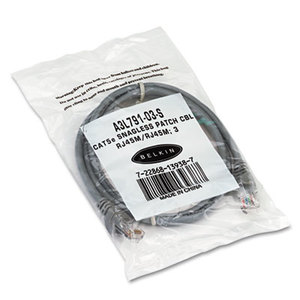 Belkin International, Inc A3L791-03-S CAT5e Snagless Patch Cable, RJ45 Connectors, 3 ft., Gray by BELKIN COMPONENTS