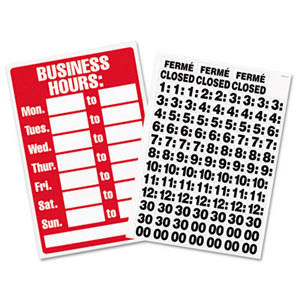 Business Hours Sign w/Vinyl Characters, Poly Resin, 8 x 12, Red/White by U. S. STAMP & SIGN