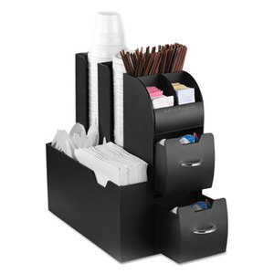 EMS MIND READER LLC CAD01-BLK Coffee Condiment Caddy Organizer, 5 2/5 x 11 x 12 3/5, Black by EMS MIND READER LLC