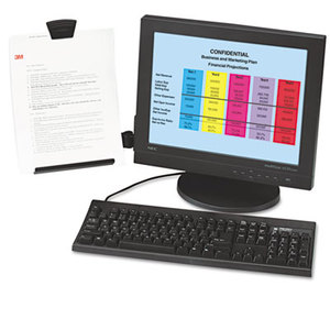 Clip Copyholder, Flat Panel Monitor Mount, Plastic, Holds 35 Sheets, Black/Clear by 3M/COMMERCIAL TAPE DIV.