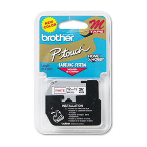 Brother Industries, Ltd MK-232 M Series Tape Cartridge for P-Touch Labelers, 1/2w, Red on White by BROTHER INTL. CORP.