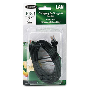 Belkin International, Inc A3L791-07-BLK-S CAT5e Snagless Patch Cable, RJ45 Connectors, 7 ft., Black by BELKIN COMPONENTS