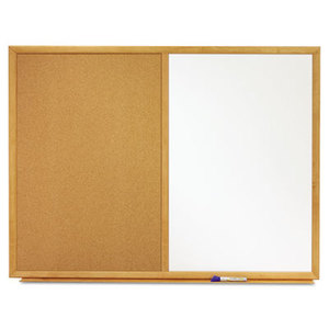 Quartet S553 Bulletin/Dry-Erase Board, Melamine/Cork, 36 x 24, White/Brown, Oak Finish Frame by QUARTET MFG.