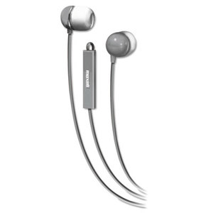 Maxell 190302 In-Ear Buds with Built-in Microphone, Silver/White by MAXELL CORP. OF AMERICA