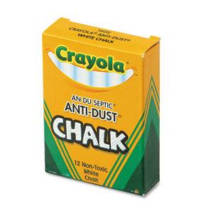 Nontoxic Anti-Dust Chalk, White, 12 Sticks/Box by BINNEY & SMITH / CRAYOLA