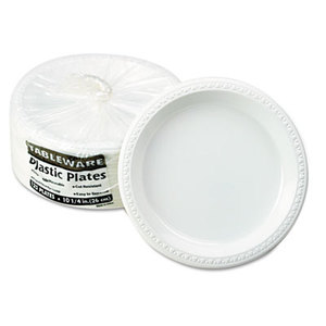 Tablemate Products, Inc 10644WH Plastic Dinnerware, Plates, 10 1/4" dia, White, 125/Pack by TABLEMATE PRODUCTS, CO.