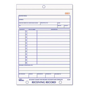 REDIFORM OFFICE PRODUCTS 2L260 Receiving Record Book, 5 1/2 x 7 7/8, Three-Part Carbonless, 50 Sets/Book by REDIFORM OFFICE PRODUCTS