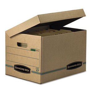 Fellowes, Inc 12772 STOR/FILE Storage Box, Letter/Legal, Attached Lid, Kraft/Green, 12/Carton by FELLOWES MFG. CO.