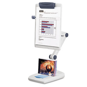 Flex Arm Weighted Base Copyholder, Plastic, 150 Sheet Capacity, Platinum by FELLOWES MFG. CO.