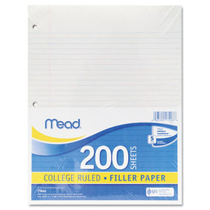 MeadWestvaco 17208 Economical 15-lb. Filler Paper, College Ruled, 11 x 8-1/2, White, 200 Shts/Pk by MEAD PRODUCTS