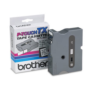 Brother Industries, Ltd TX-2511 TX Tape Cartridge for PT-8000, PT-PC, PT-30/35, 1w, Black on White by BROTHER INTL. CORP.