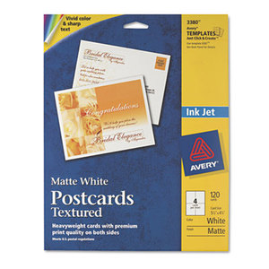 Avery 3380 Textured Postcards, Inkjet, Heavyweight, 4-1/4 x 5-1/2, Matte White, 120/Box by AVERY-DENNISON