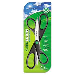 ACME UNITED CORPORATION 15179 KleenEarth Recycled Scissors, 8" Long, Black, 2/Pack by ACME UNITED CORPORATION