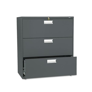 HON COMPANY 683LS 600 Series Three-Drawer Lateral File, 36w x 19-1/4d, Charcoal by HON COMPANY