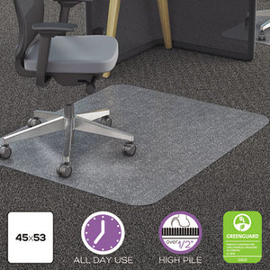 Clear Polycarbonate All Day Use Chair Mat for All Pile Carpet, 45 x 53 by DEFLECTO CORPORATION