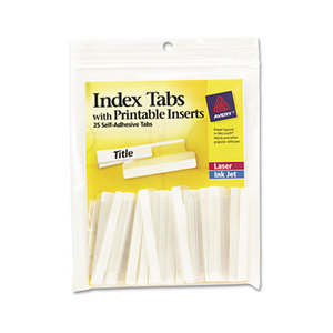 Insertable Index Tabs with Printable Inserts, Two, Clear Tab, 25/Pack by AVERY-DENNISON