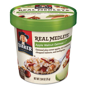 Quaker Oats 030000315507 Real Medleys Oatmeal, Apple Walnut Oatmeal+, 2.64oz Cup, 12/Carton by QUAKER OATS COMPANY