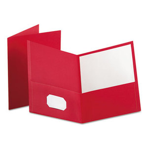 Twin-Pocket Folder, Embossed Leather Grain Paper, Red by ESSELTE PENDAFLEX CORP.