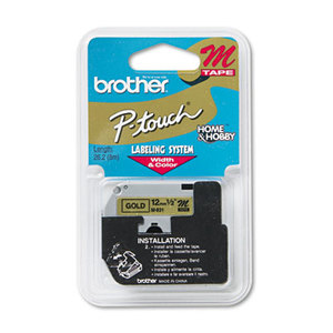 Brother Industries, Ltd M-831 M Series Tape Cartridge for P-Touch Labelers, 1/2w, Black on Gold by BROTHER INTL. CORP.