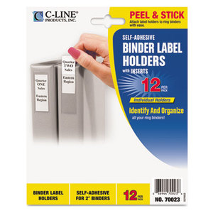 C-Line Products, Inc 70023 Self-Adhesive Ring Binder Label Holders, Top Load, 1-3/4 x 2-3/4, Clear, 12/Pack by C-LINE PRODUCTS, INC